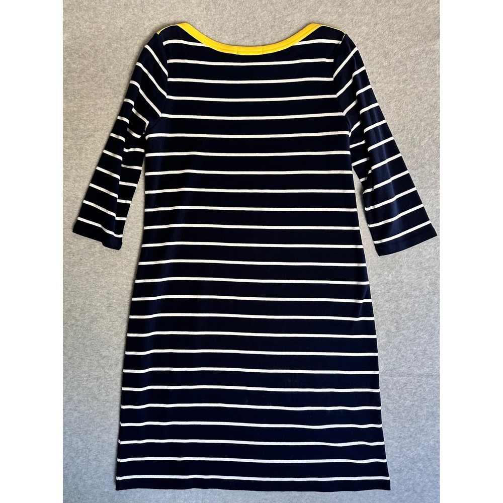 Lauren Ralph Lauren Navy Blue White Striped Dress Parisian French Chic Timeless